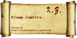 Klemm Zamfira névjegykártya